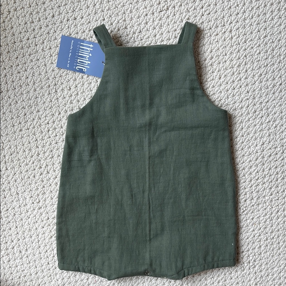NWT Thimble Collection Green Gauze Knotted Shortall Sleeveless Romper Jumpsuit